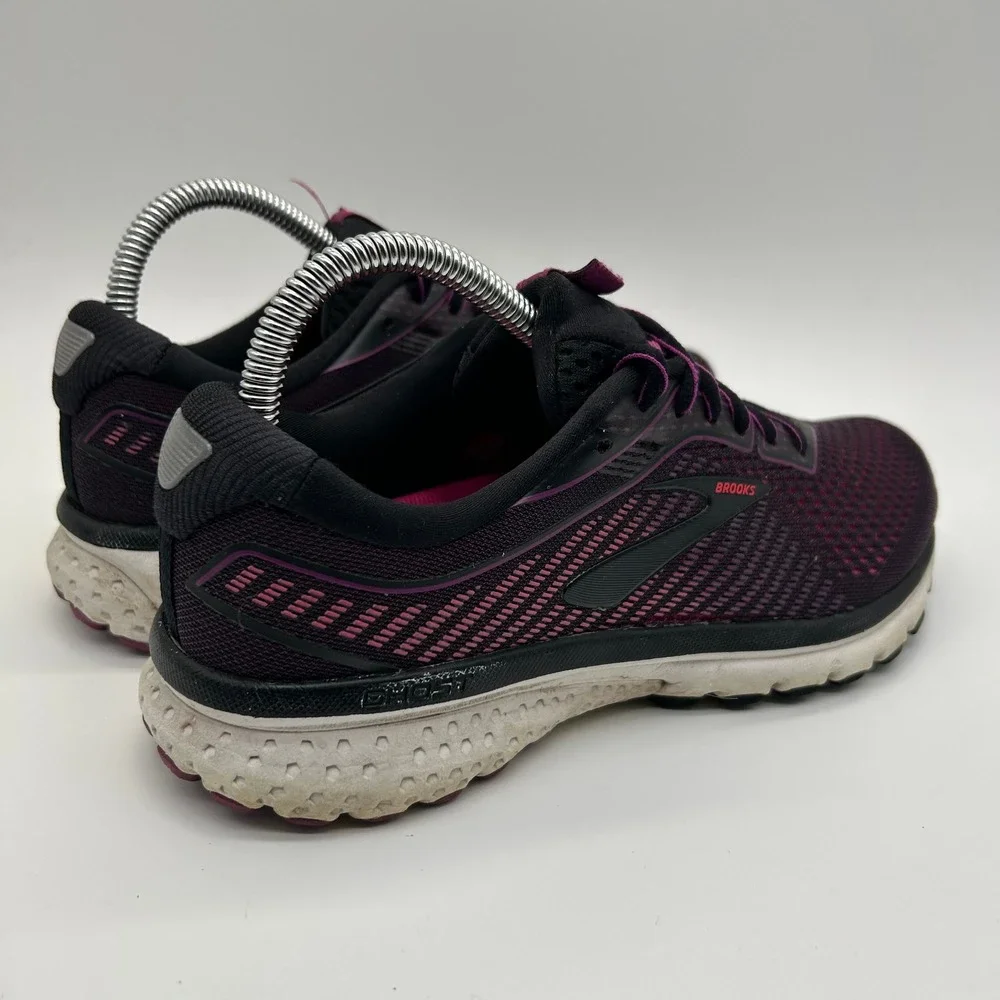 Brooks Ghost 12 Running Shoes Womens 7.5 Black Purple Pink Neutral 1203051B063